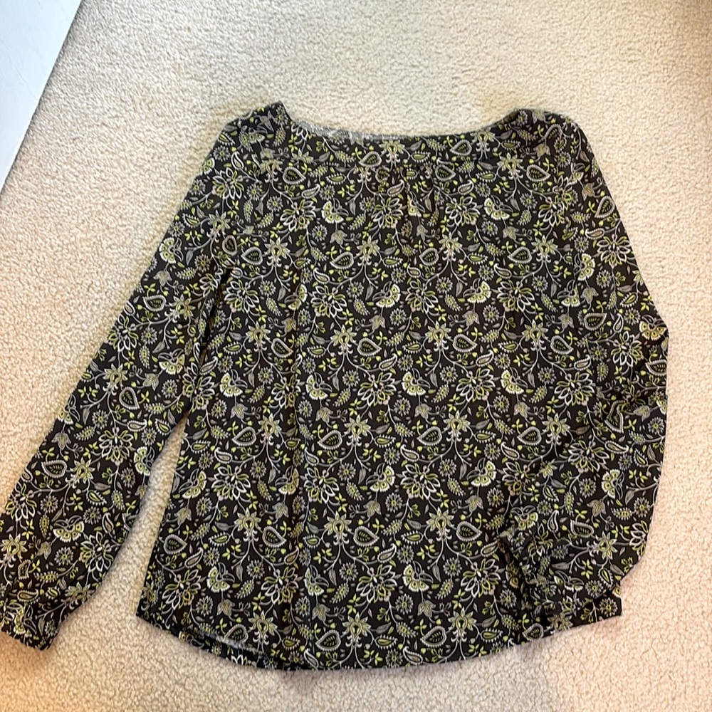 LOFT Grey and Green Blouse
